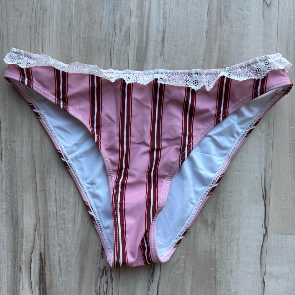 Samiol NWT Bikini Set Pink Stripe Lace - Picture 5 of 9